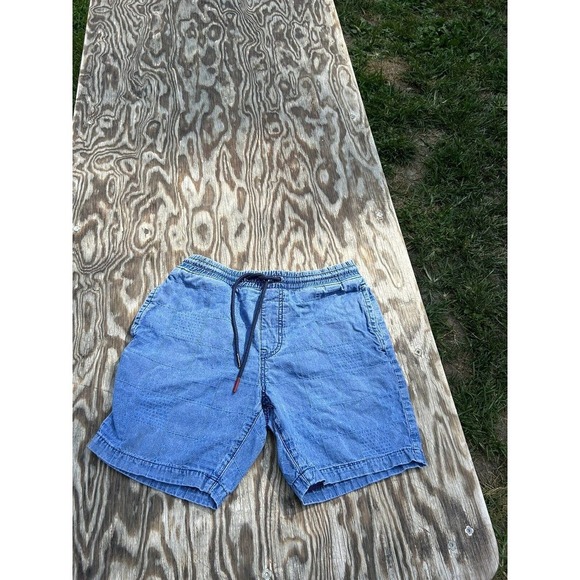 Tommy Hilfiger Denim Shorts Mens Small Patchwork Patch‎ Blue Pockets Retro Hip - Picture 3 of 8